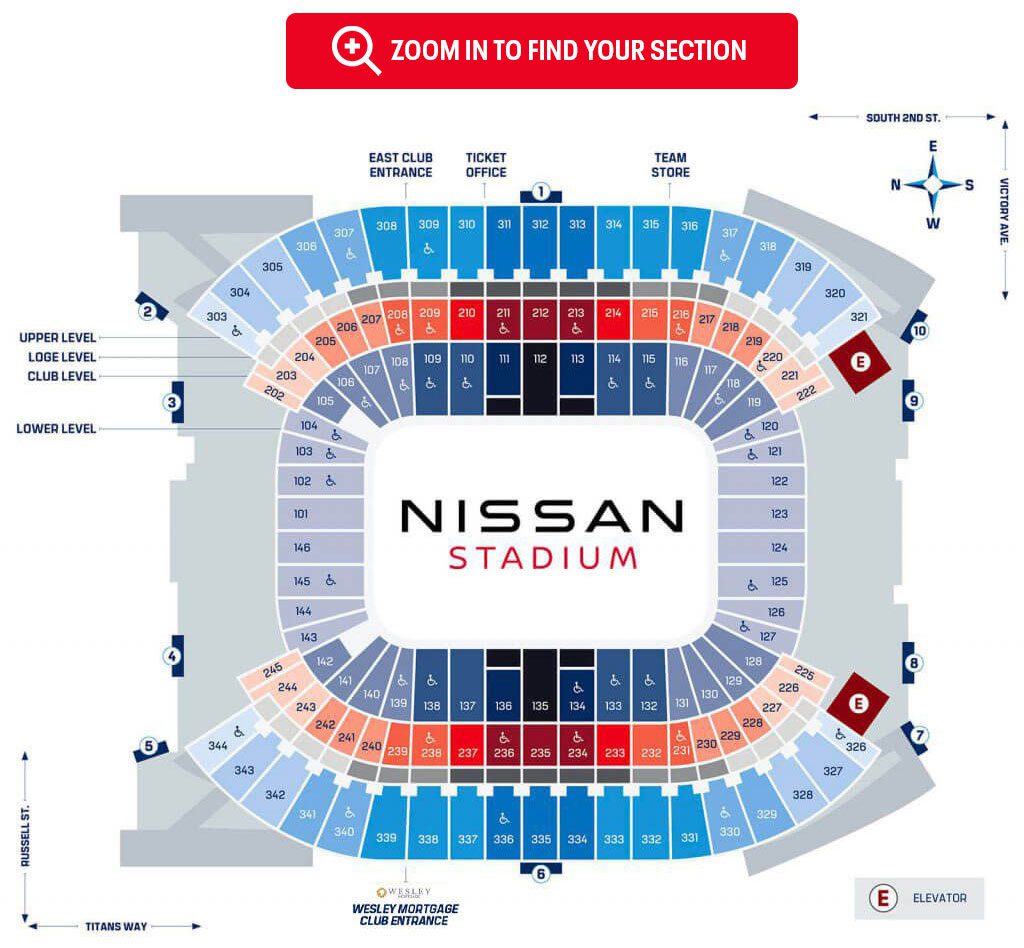 Nissan Stadium Seating Map